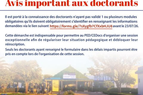Avis important aux doctorants n’ayant pas validé un ou plusieurs modules obligatoires