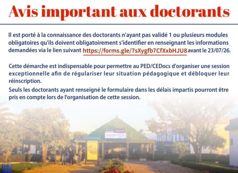 Avis important aux doctorants n’ayant pas validé un ou plusieurs modules obligatoires