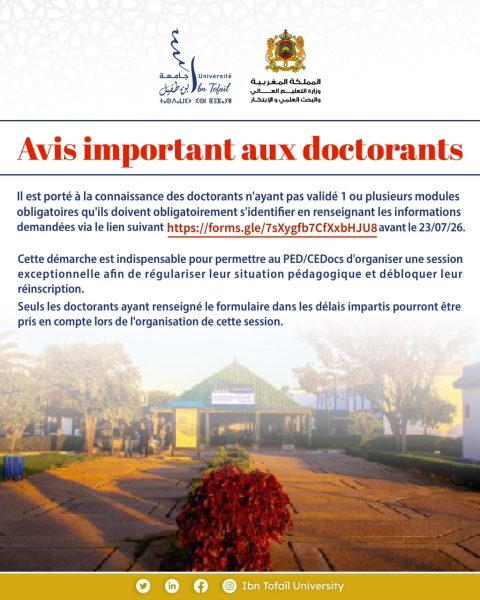 Avis important aux doctorants n’ayant pas validé un ou plusieurs modules obligatoires