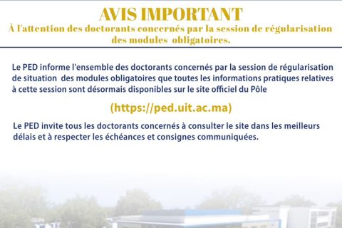 Session de régularisation des modules obligatoires--avis important aux doctorants