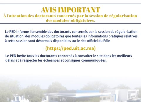 Session de régularisation des modules obligatoires--avis important aux doctorants