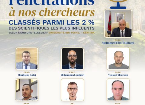 Classement Stanford–Elsevier : sept chercheurs de l’Université Ibn Tofail parmi les 2 % des scientifiques les plus influents au monde